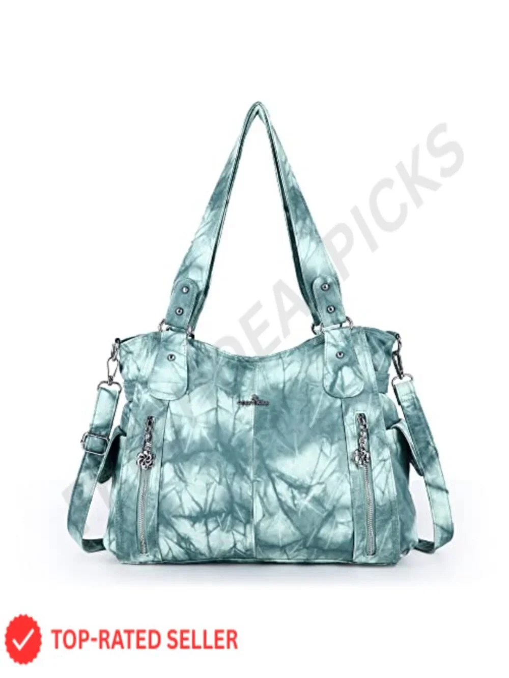 Womens Vegan Leather Hobo Handbag Tote Shoulder Bag with Pockets